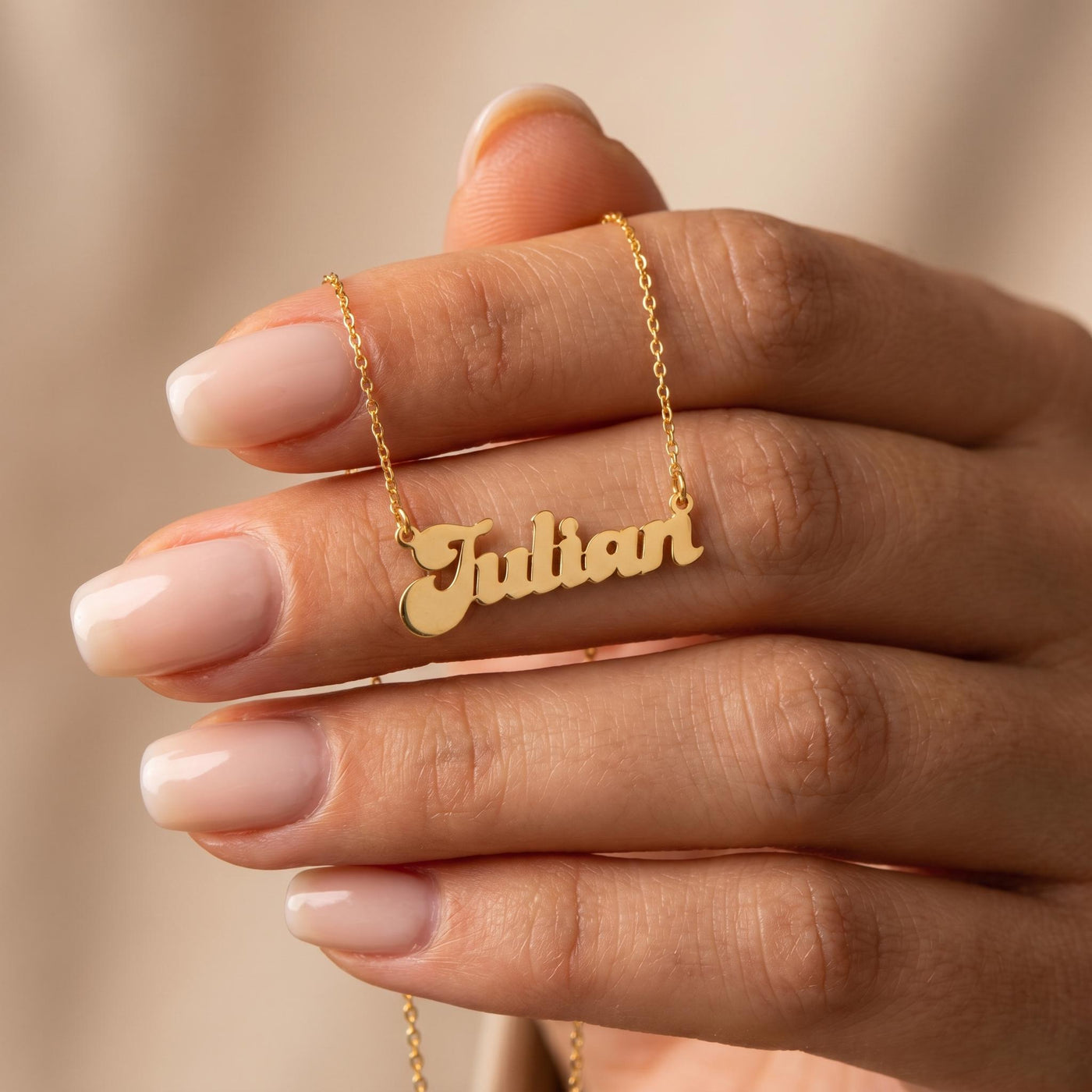 Personalized Script Nameplate for Women, Gold Plated Sterling Silver Name Necklace