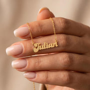 Personalized Script Nameplate for Women, Gold Plated Sterling Silver Name Necklace