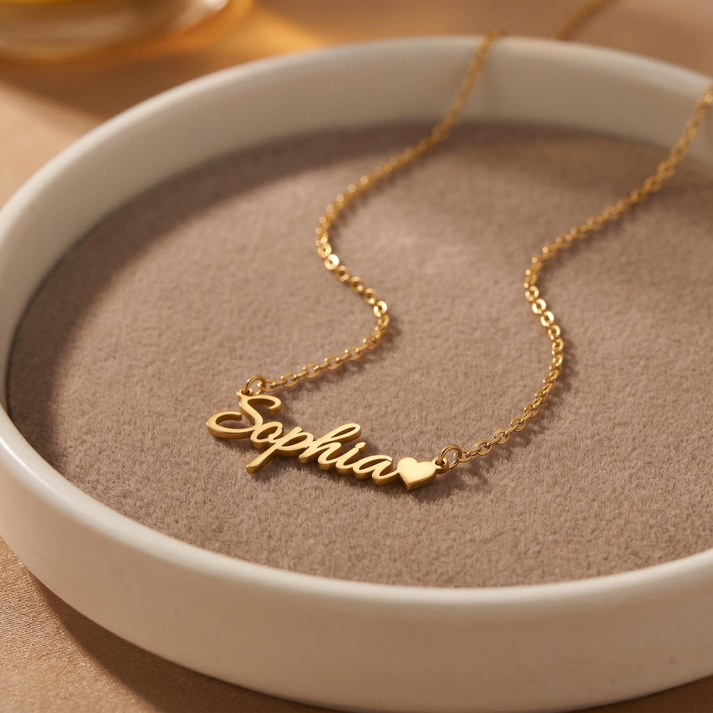 Custom Name Necklace with Heart, Cursive Pendant Personalized Gift for Girlfriend