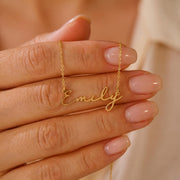 Personalized Nameplate Necklace Minimalist Cursive Pendant