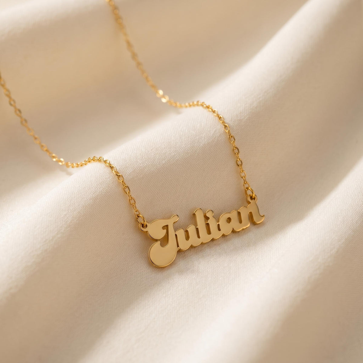 Personalized Script Nameplate for Women, Gold Plated Sterling Silver Name Necklace