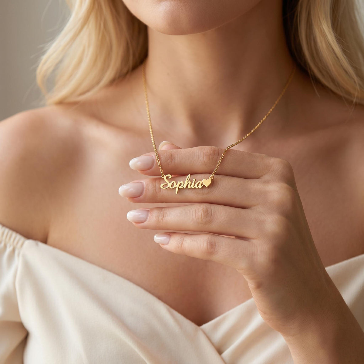 Custom Name Necklace with Heart, Cursive Pendant Personalized Gift for Girlfriend